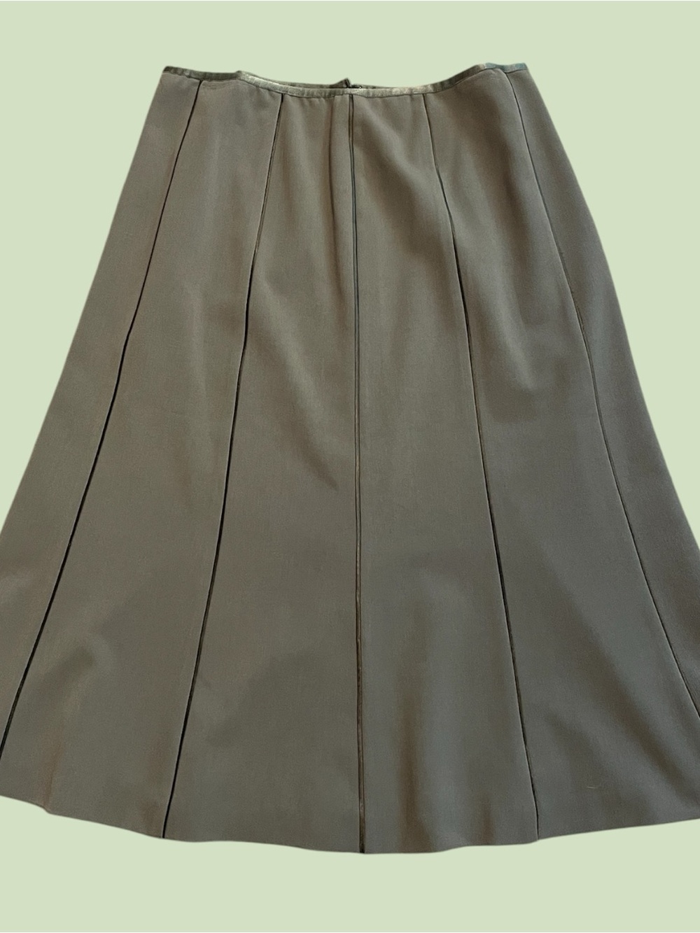 Sigrid Olsen A-Line Skirt in Light Olive Green. SZ 12P
